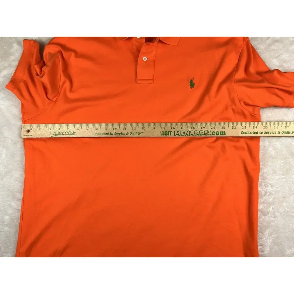 Vintage Polo Ralph Lauren Polo Shirt Mens Sz XL Orange Green Pony Cotton Preppy